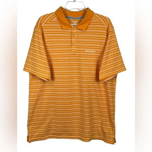 COLUMBIA OMNI-WICK POLO ORANGE‎ STRIPED SHORT SLEEVE COLLARED MEN'S SIZE LARGE